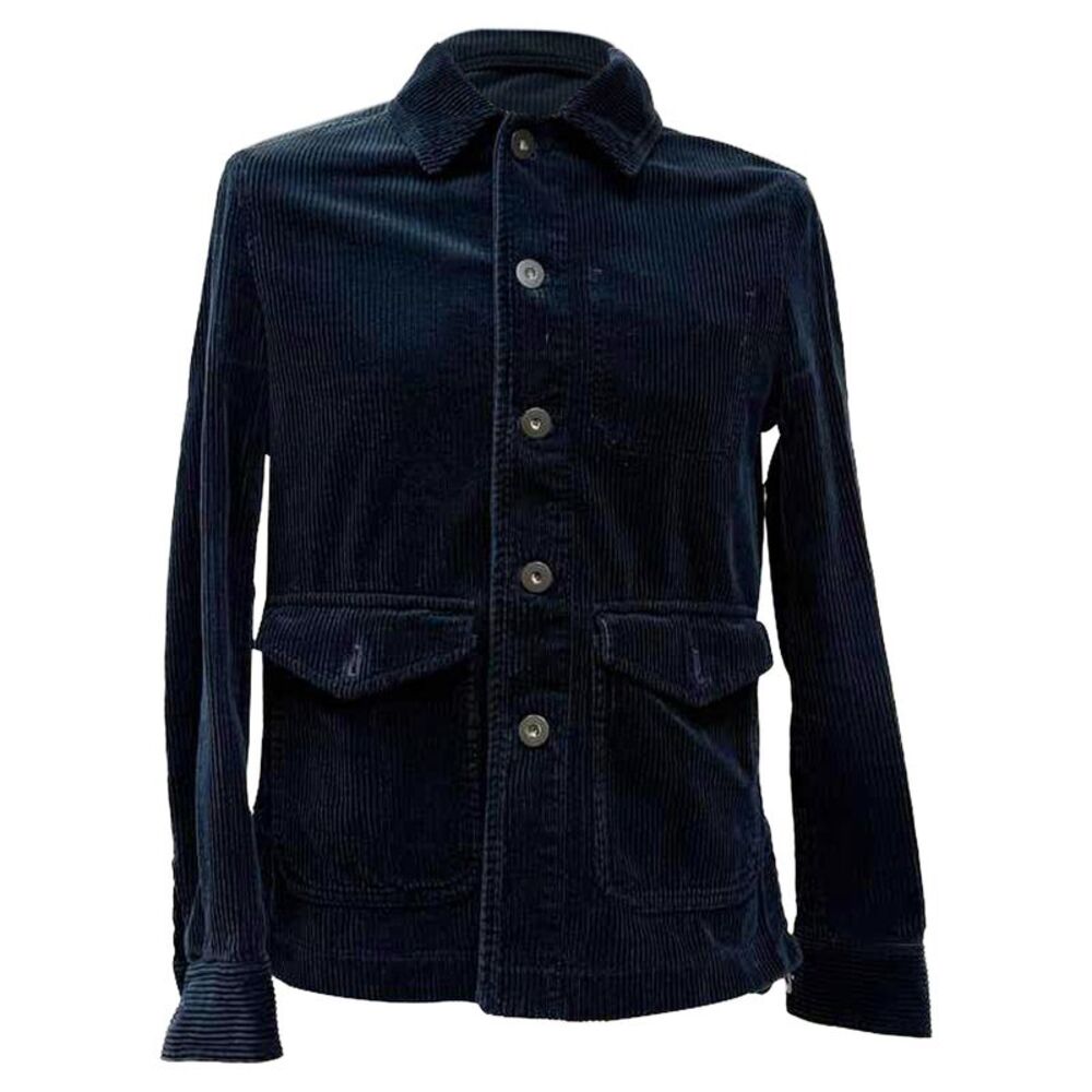 Mr. P. Single-Breasted Buttoned Jacket in Black Corduroy